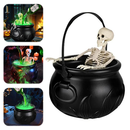 Halloween WitchCauldron with LED Light & Fog Mist Maker Skeleton Decor for Spooky Hocus Pocus Party, Home, Halloween Party