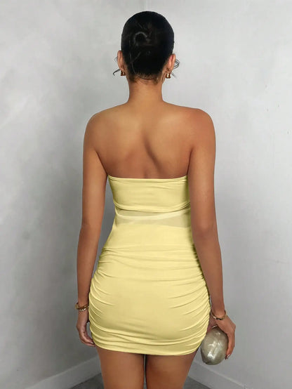 The Golden Hour Set – Bandeau Top & Ruched Mini Skirt