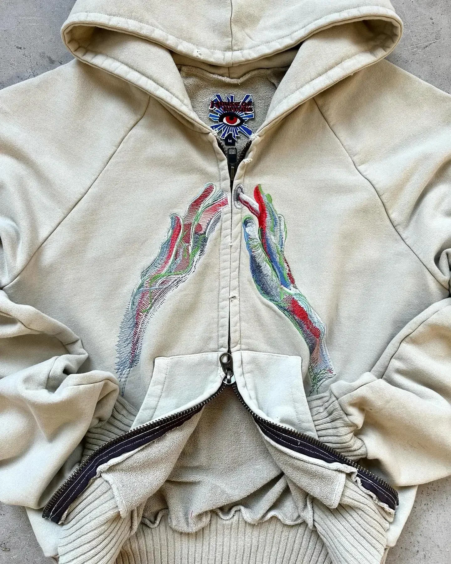 Flash Diamond Drip: Y2K Oversized Gothic Zip Hoodi