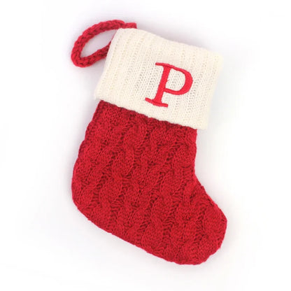 Cozy Knit Christmas Stocking – Mini Alphabet Hanging Boot Ornament
