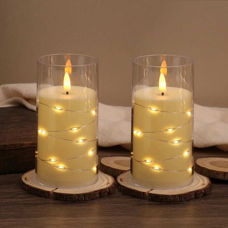 Autumn Glow Flameless LED Candle Set – Star String Lights for Cozy Fall Nights & Festive Décor