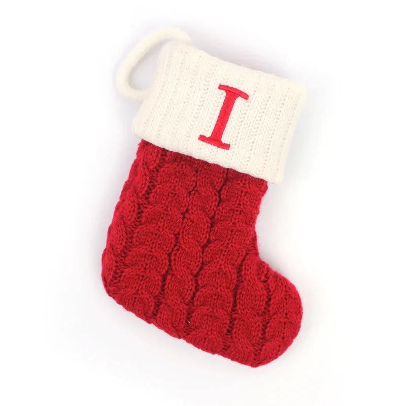 Cozy Knit Christmas Stocking – Mini Alphabet Hanging Boot Ornament