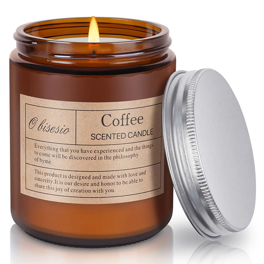 Autumn Luxe Aromatherapy Candle – Hand-Poured Soy in Coffee, Lemon, Wood & Lavender Scents