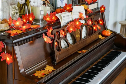 3M Christmas Decoration Artificial Maple Leaf Leaves LED Light String Lantern Garland Home Party DIY Deco Halloween New Yea