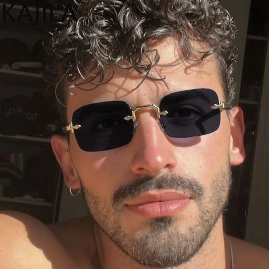 Rimless Luxe Frames — Vintage Rectangle Sunglasses