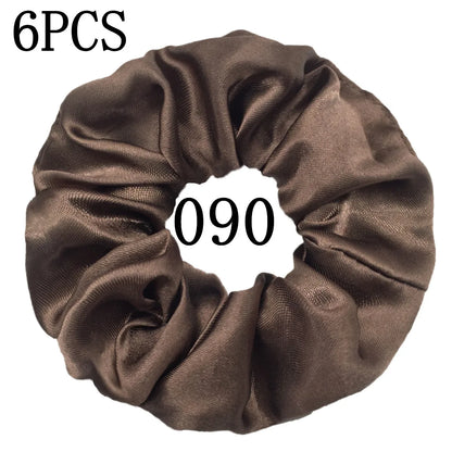 6-Pack Luxury Satin Scrunchies — Soft Silk-Like Hair Ties for Everyday Beauty & Self-Care