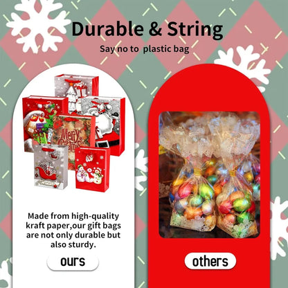 3D Christmas Gift Bags – Extra-Hard Cardstock Holiday Treat & Gift Boxes (Bulk Set)