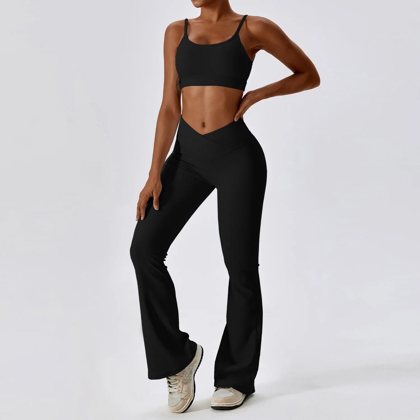 EmpowerFit 2-Piece Seamless Yoga Set: High-Waist Leggings & Push-Up Sports Bra