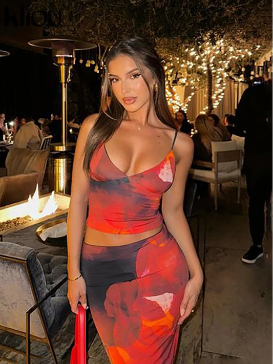 Heatwave Vibe 2-Piece Set (Cami Top + Maxi Skirt)