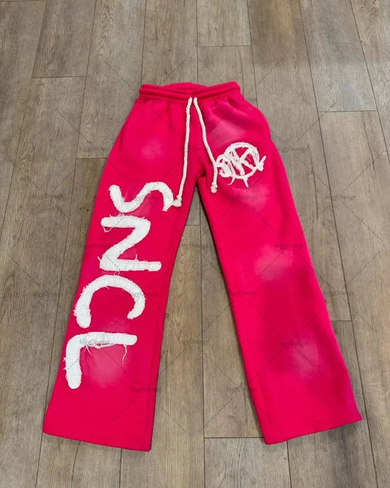 Urban Chaos Y2K Tracksuit – Hot Pink & Black Graphic Streetwear Set