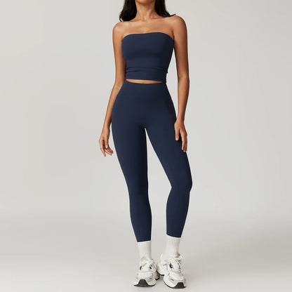 ElevateFit 2-Piece Yoga Set: High-Waist Leggings & Bell-Bottoms Sports Bra for Women - Fitness Tracksuit Activewear