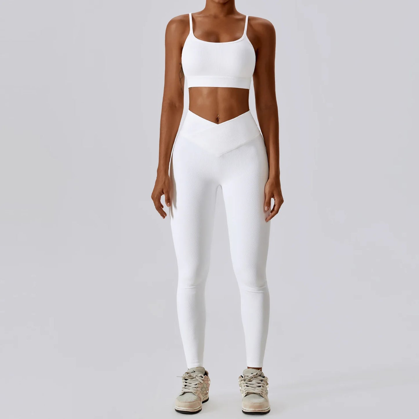 EmpowerFit 2-Piece Seamless Yoga Set: High-Waist Leggings & Push-Up Sports Bra
