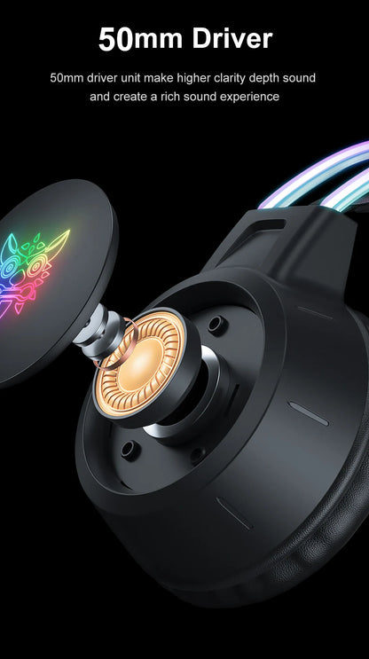 ONIKUMA X15 Pro RGB Gaming Headset – Surround Sound, Mic, & LED Lights for Immersive Play