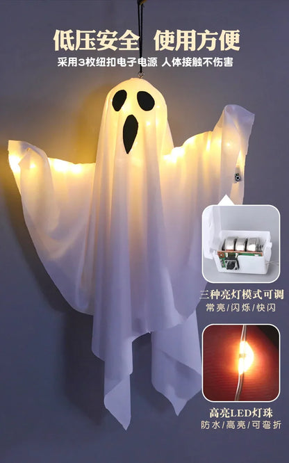 Halloween Party LED Glow Ghost Home Indoor Outdoor Decoration Supplies 2024 Haunted House Bar Hanging Horror Props with Lights
