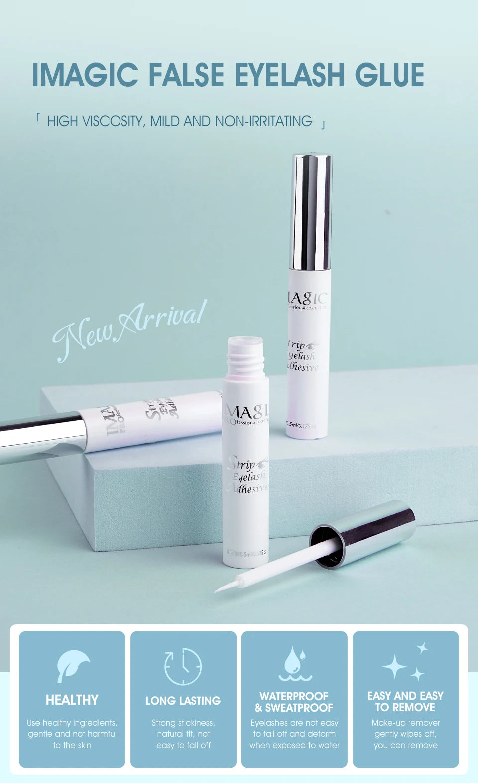 IMAGIC Waterproof Lash Bond – Fast-Dry 5ml Eyelash Extension Glue (No Irritation, Long-Lasting Hold)