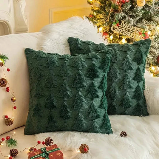 Runtow 45×45cm Christmas Tree Velvet Pillow Covers – Festive Holiday Cushion Decor