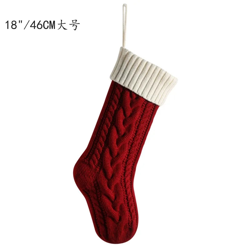 18” Knitted Christmas Stocking – Cozy Holiday Gift Bag for Fireplace, Christmas Tree & Home Decor