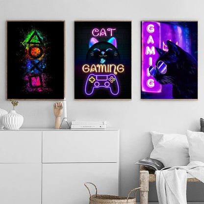 Gaming Controller Poster Modern Canvas Painting for Wall Art
