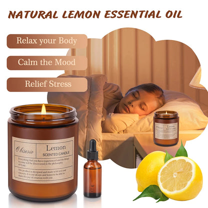 Autumn Luxe Aromatherapy Candle – Hand-Poured Soy in Coffee, Lemon, Wood & Lavender Scents