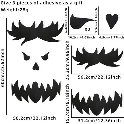 Haunted Shadows Halloween Door & Window Stickers – Skeleton, Witch, Pumpkin, and Ghost DIY Wall Decals for Spooky Home Decor