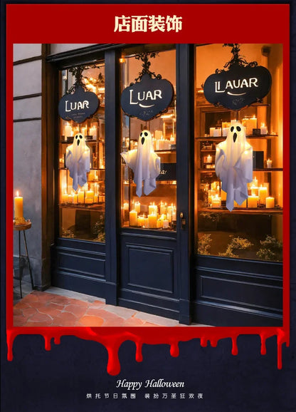 Halloween Party LED Glow Ghost Home Indoor Outdoor Decoration Supplies 2024 Haunted House Bar Hanging Horror Props with Lights