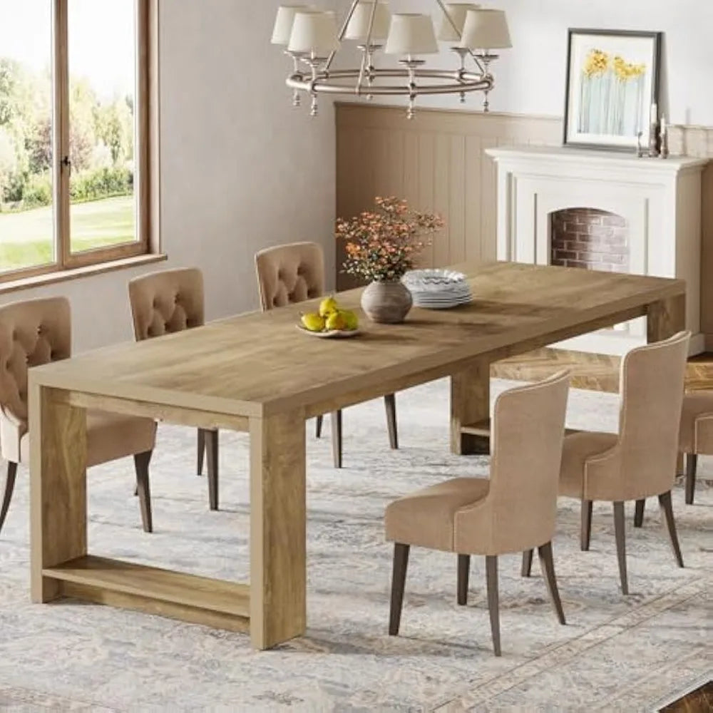 Harvest Luxe Long Dining Table – Modern Pedestal Elegance (Seats 6–8)