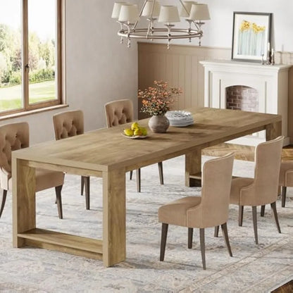 Harvest Luxe Long Dining Table – Modern Pedestal Elegance (Seats 6–8)