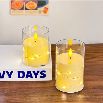 Autumn Glow Flameless LED Candle Set – Star String Lights for Cozy Fall Nights & Festive Décor