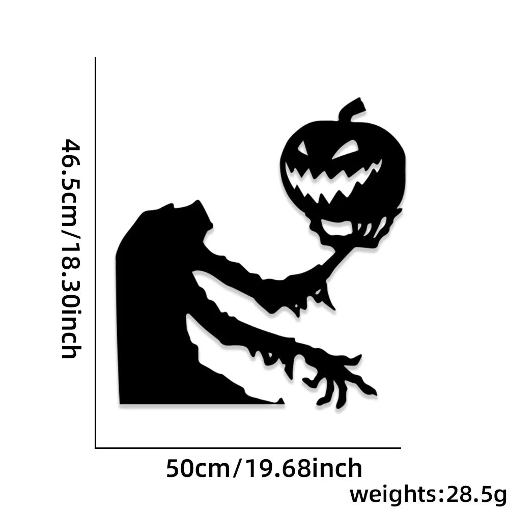 Haunted Shadows Halloween Door & Window Stickers – Skeleton, Witch, Pumpkin, and Ghost DIY Wall Decals for Spooky Home Decor