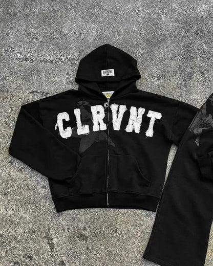 Y2K Oversized Hoodie – Embroidered Zipper Sweatshirt with Gothic Harajuku Vibes