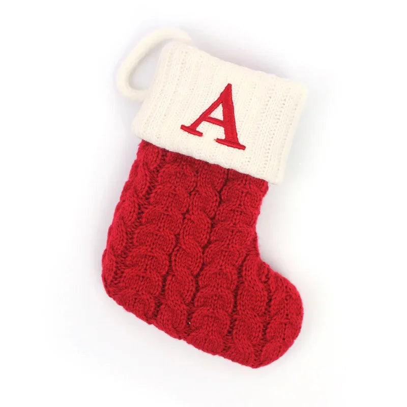Cozy Knit Christmas Stocking – Mini Alphabet Hanging Boot Ornament
