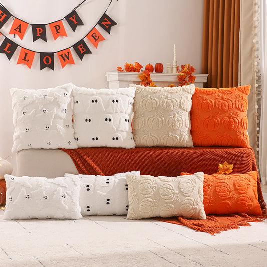 Pumpkin Glow Plush Pillow Cover – Autumn Harvest Edition