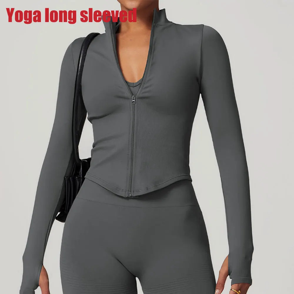 Flex Appeal Zip-Up Crop – Long Sleeve Sports Top