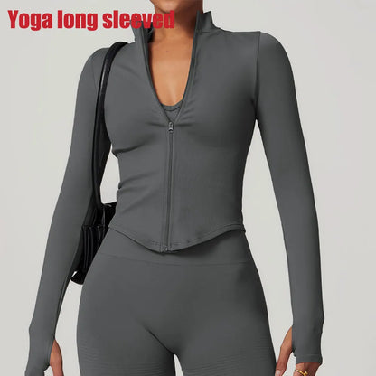 Flex Appeal Zip-Up Crop – Long Sleeve Sports Top