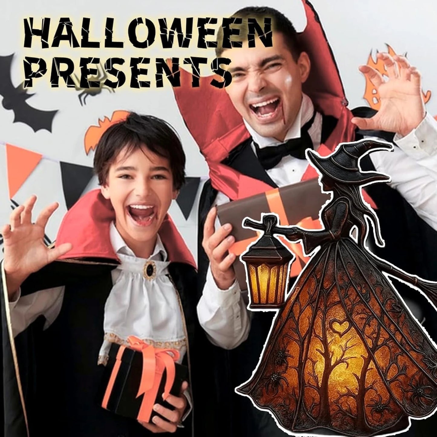 Halloween Witch Lamp  Stained Gothic Witch Hat Led Lamp  Spooky Decorative Unique Halloween Party Lighting Decorations Indoor