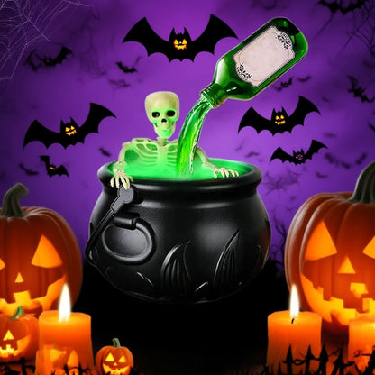Halloween WitchCauldron with LED Light & Fog Mist Maker Skeleton Decor for Spooky Hocus Pocus Party, Home, Halloween Party
