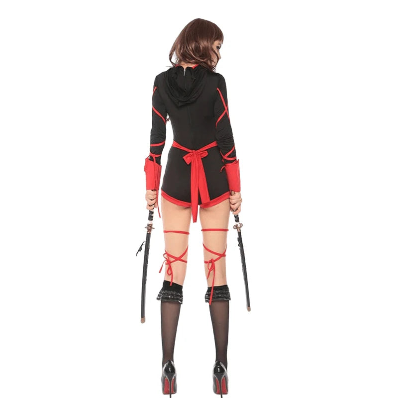 Shadow Slayer Ninja Set – Sexy Red or Blue Cosplay Jumpsuit with Belt Detail