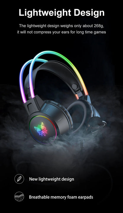 ONIKUMA X15 Pro RGB Gaming Headset – Surround Sound, Mic, & LED Lights for Immersive Play