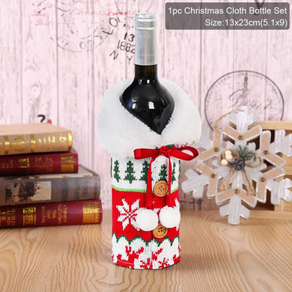 Christmas Wine Bottle Cover – Holiday Table Decor & Gift Wrap Sleeve