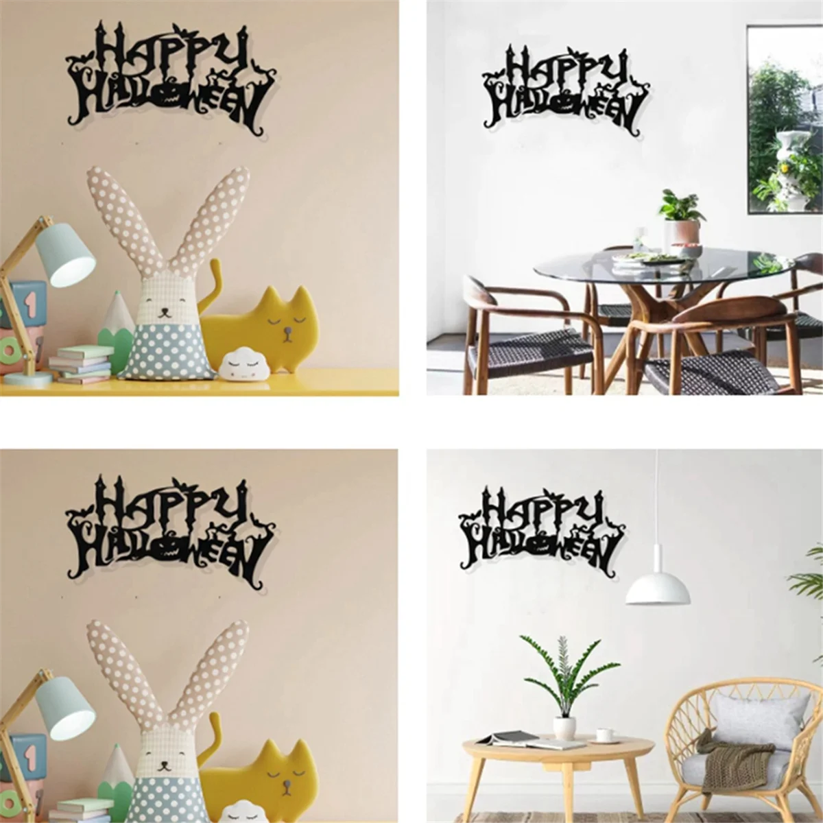Haunted Charm Halloween Wall Sign – Spooky Wooden Art Decor for Home & Living Room