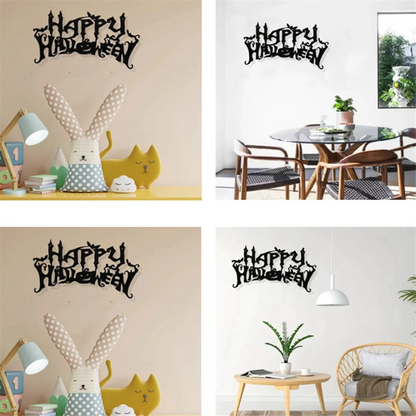 Haunted Charm Halloween Wall Sign – Spooky Wooden Art Decor for Home & Living Room