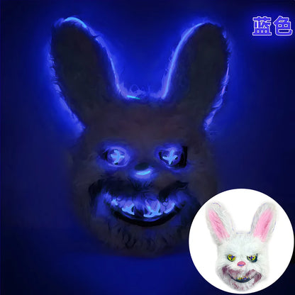 LED Bunny Horror Mask – Light-Up Scary Rabbit Face Cosplay for Halloween Party & Raves