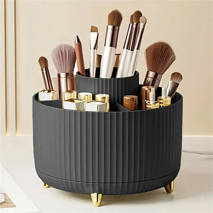 Aesthetic 360° Rotating Makeup Organizer — Vanity Storage for Brushes, Skincare & Beauty Essentials