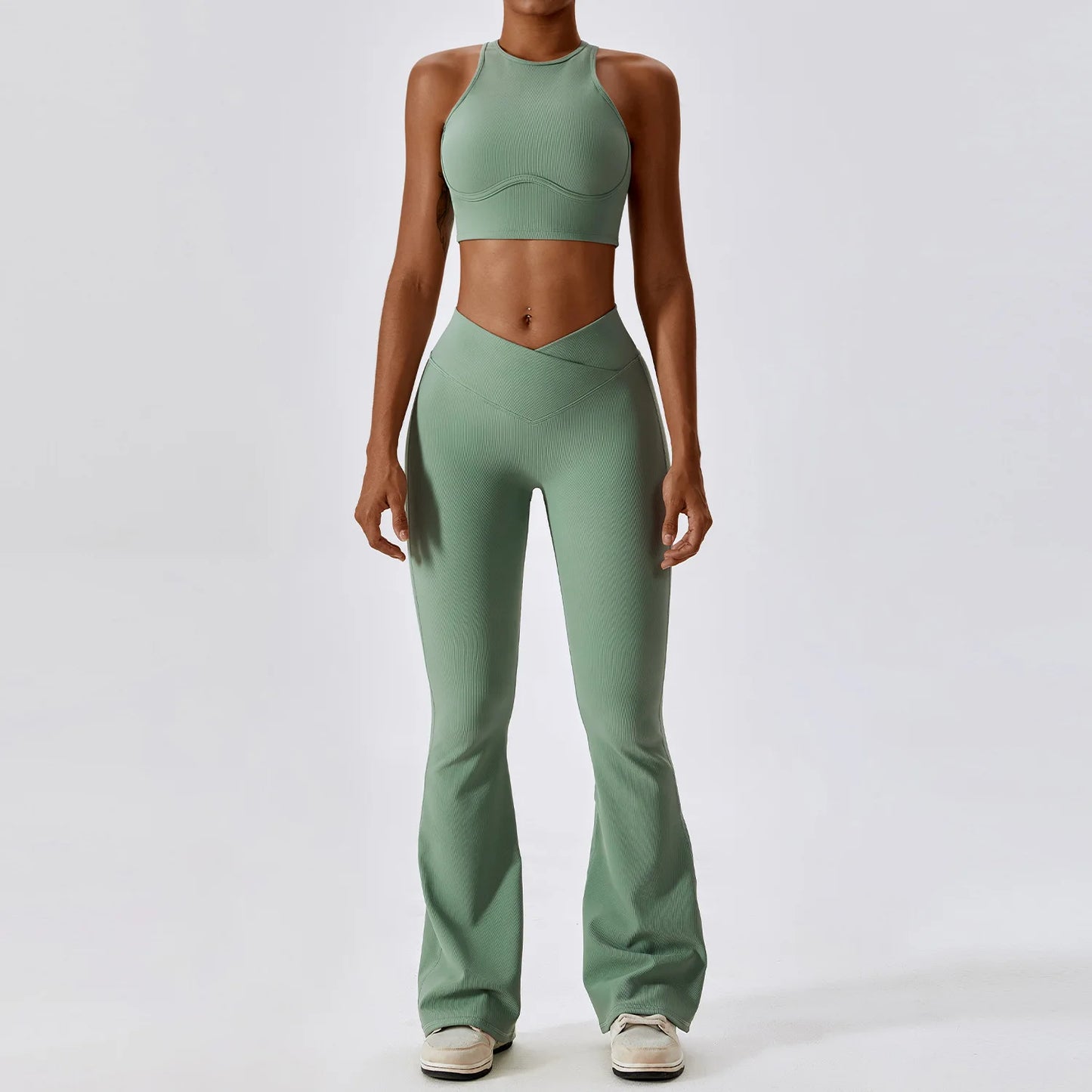 EmpowerFit 2-Piece Seamless Yoga Set: High-Waist Leggings & Push-Up Sports Bra