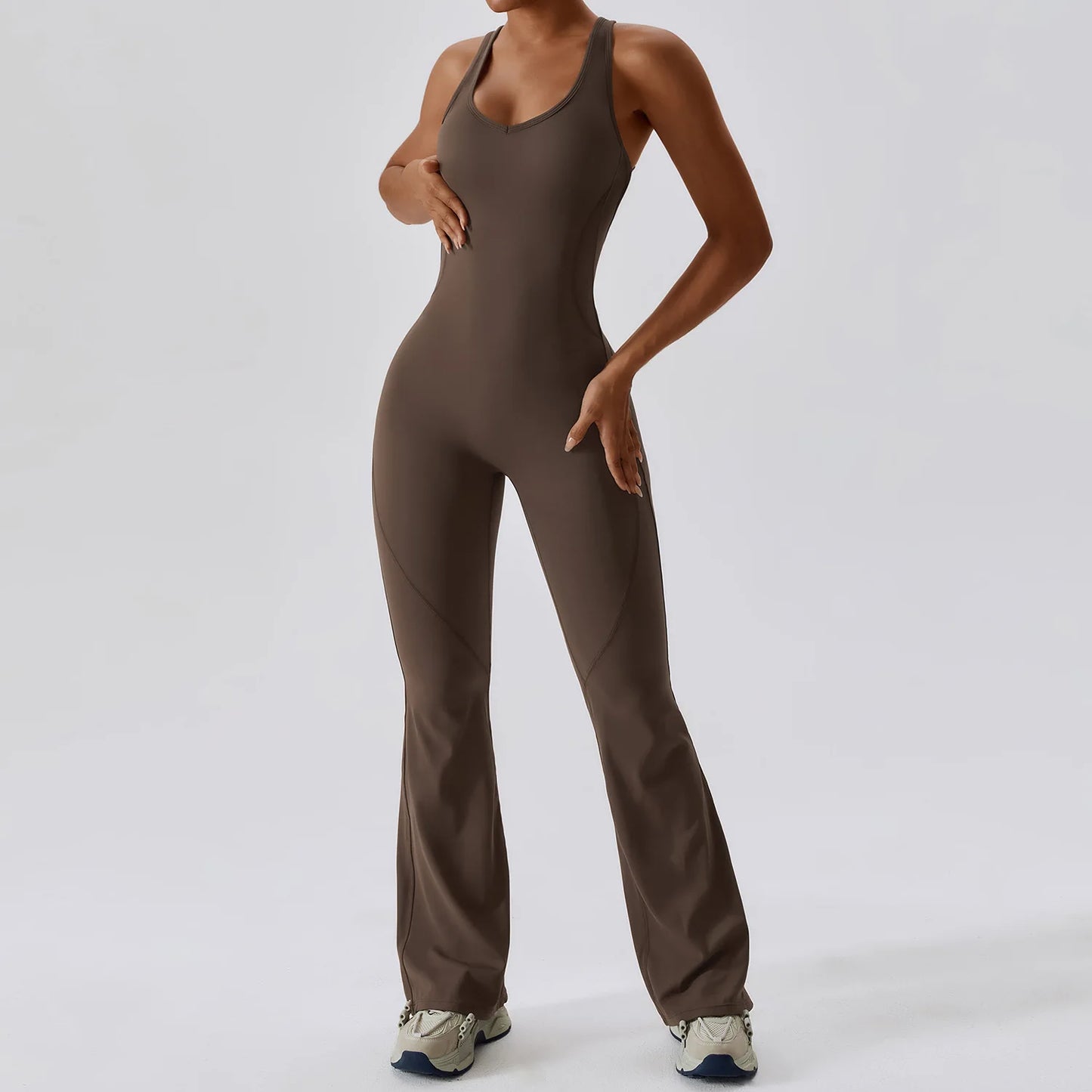 PowerFit Women's 1-Piece Workout Bodysuit - Stretch Push-Up Gym & Yoga Romper