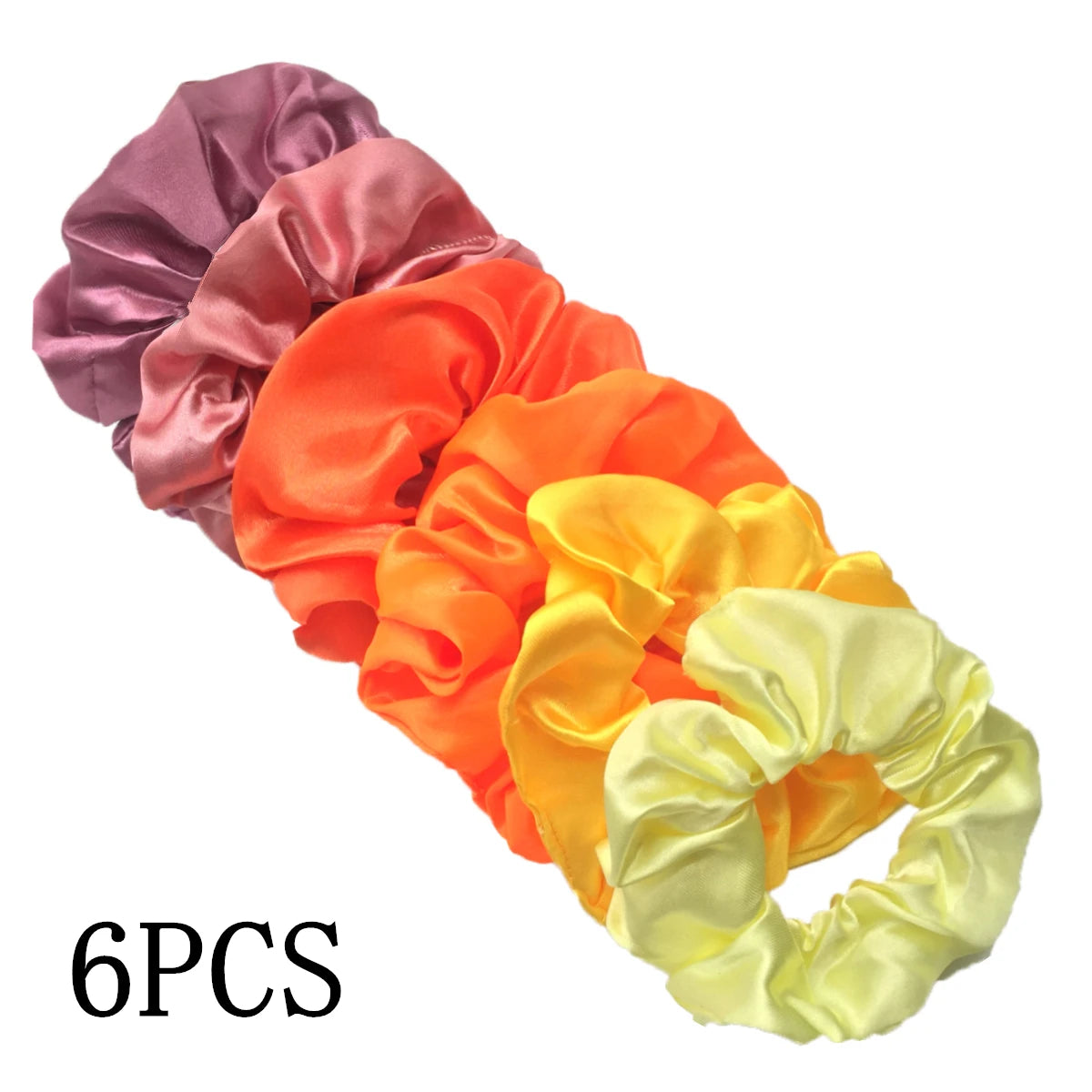 6-Pack Luxury Satin Scrunchies — Soft Silk-Like Hair Ties for Everyday Beauty & Self-Care