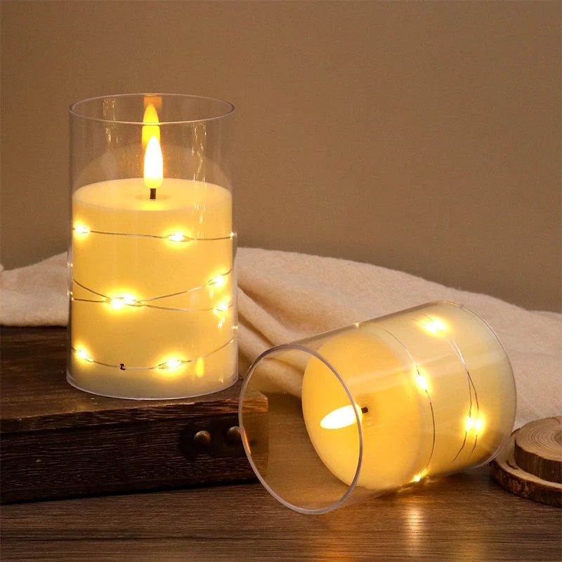 Autumn Glow Flameless LED Candle Set – Star String Lights for Cozy Fall Nights & Festive Décor