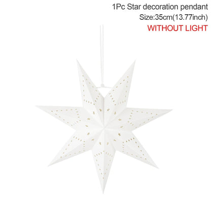 Luminous Star Lantern Hanging Light – Hollow-Out LED Paper Star Decor (35–58cm)