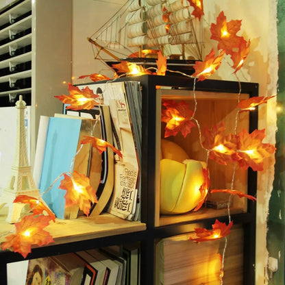 3M Christmas Decoration Artificial Maple Leaf Leaves LED Light String Lantern Garland Home Party DIY Deco Halloween New Yea
