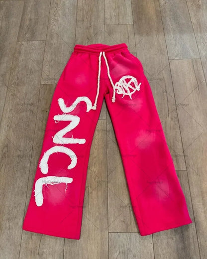 Urban Chaos Y2K Tracksuit – Hot Pink & Black Graphic Streetwear Set